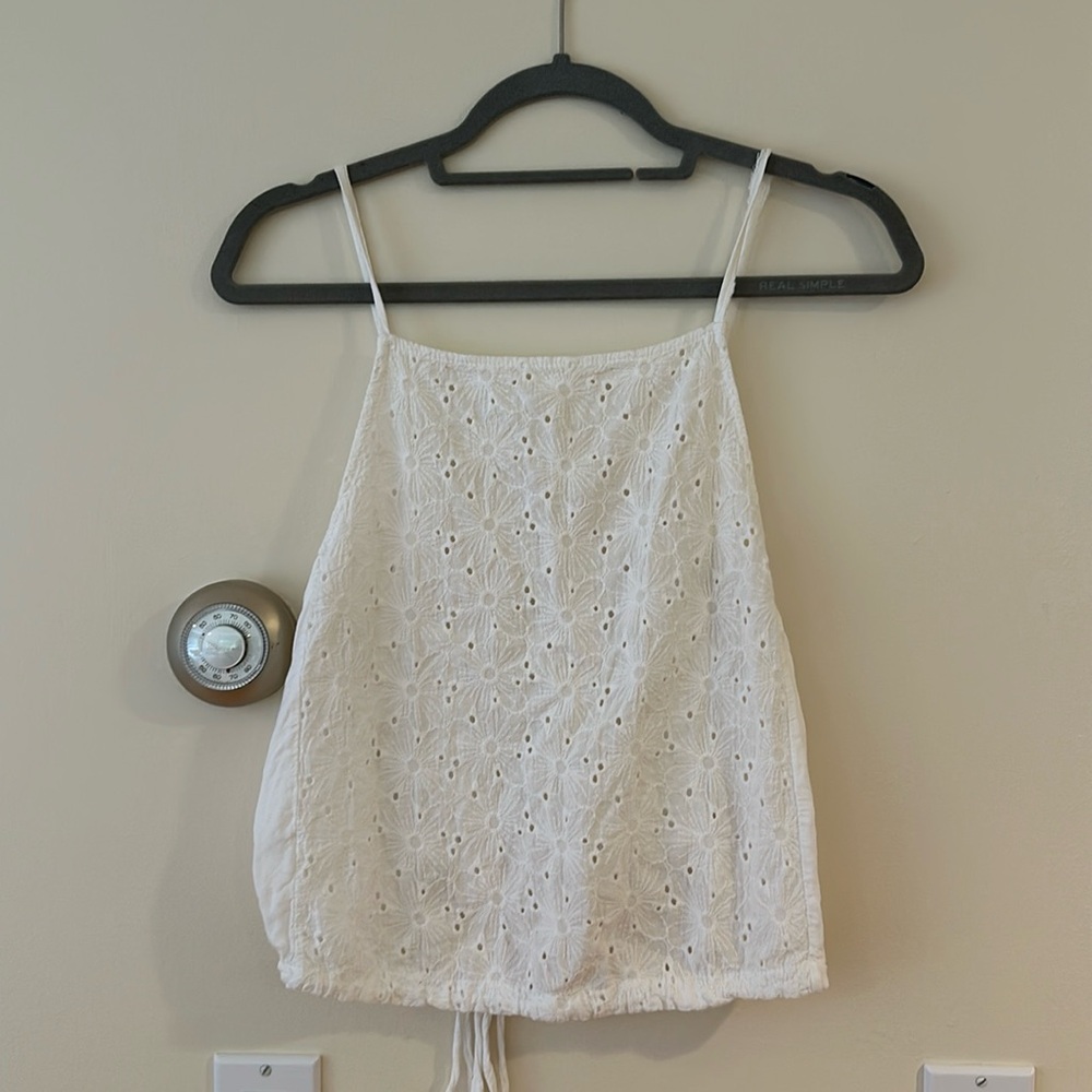 White open-back top
